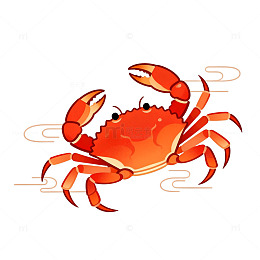 卡通螃蟹插画设计素材