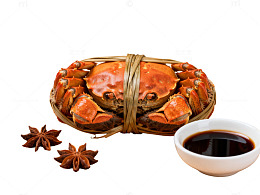 中式美食大闸蟹佐料摆盘