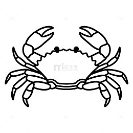 黑白简笔画螃蟹插画