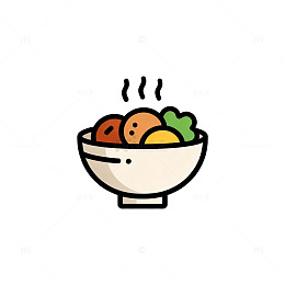 卡通风格热食碗矢量图标