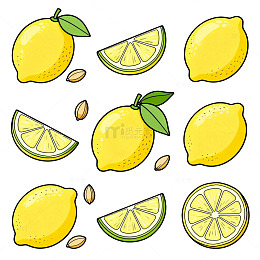 卡通柠檬插图设计元素