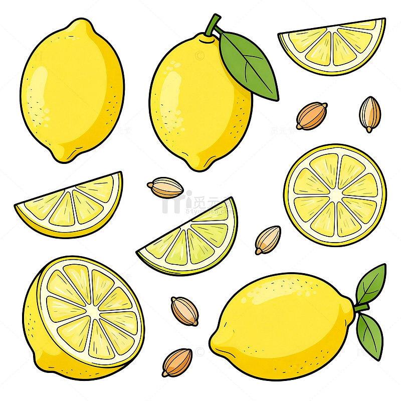 柠檬插画设计元素素材