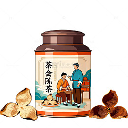 传统风格茶会陈茶插画设计素材