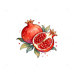 水彩石榴插画设计素材