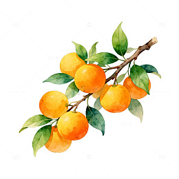 水彩橘子水果插画设计素材