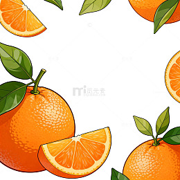 橙香四溢水果插画设计素材