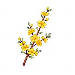 刺绣风迎春花插画图案