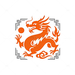 传统中国龙图案剪影设计元素