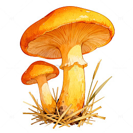 水彩画风格蘑菇插画素材