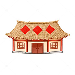 传统草屋插画素材
