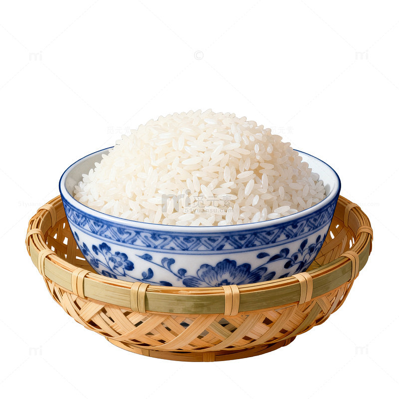 山水画风米饭美食插画素材