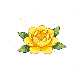 像素风黄玫瑰插画设计素材