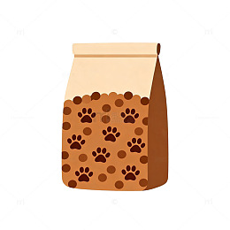 卡通宠物食品包装袋矢量图