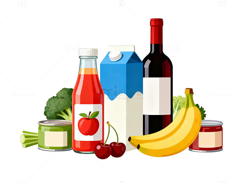 卡通食品插画组合设计素材