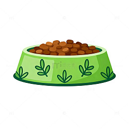 卡通狗粮碗矢量图设计素材