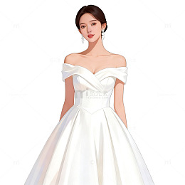 优雅新娘婚纱插画设计图