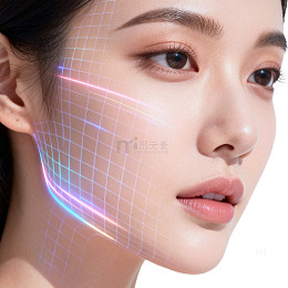 科技感美人面部特写网格图像