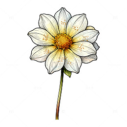 手绘白色大丽花插画