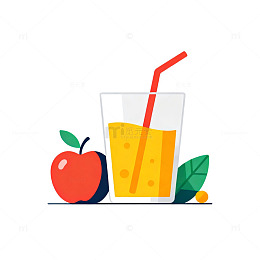 简约果汁苹果插画设计素材