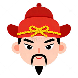 卡通风格中国古代官员头像插画