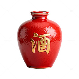 红色陶瓷酒瓶装饰图案设计素材