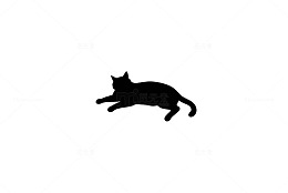 简约风黑猫剪影图案设计