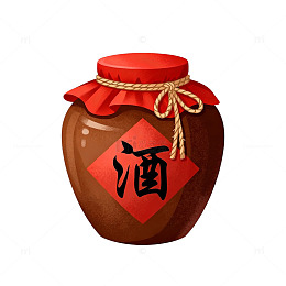 中国风酒坛插画设计素材