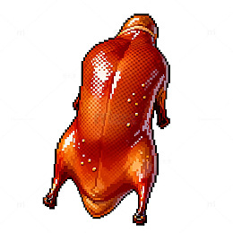 像素风烤鸡美食插画素材