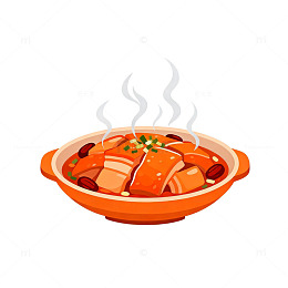 卡通热炖菜美食插画