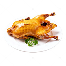 金黄色烤鸭美食