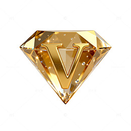 璀璨金色钻石字母V