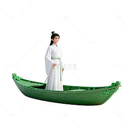 古风女子船模摆件