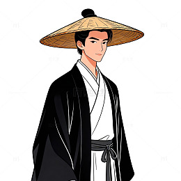 古风男子卡通形象插画