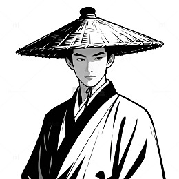黑白漫画风格古代人物插画