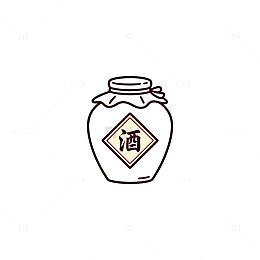 简约中国风酒坛插画