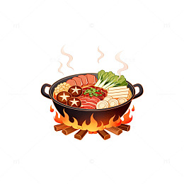 卡通风格火锅美食插画素材