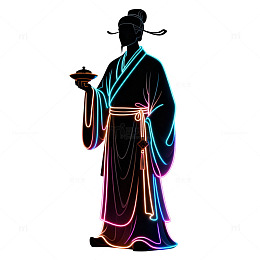 霓虹古风人物剪影艺术插画