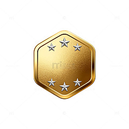 金色五星徽章图案设计素材