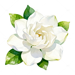 水彩白玫瑰花插画装饰图案