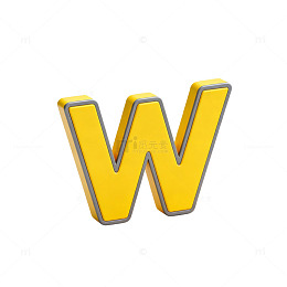 立体字母W黄色设计元素