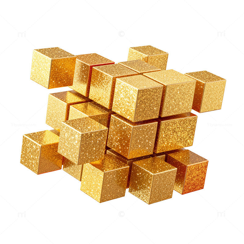 黄金立方体积木艺术装饰