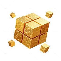 金光闪闪立方体组合装饰素材