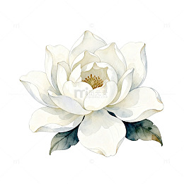 优雅白色山茶花插画
