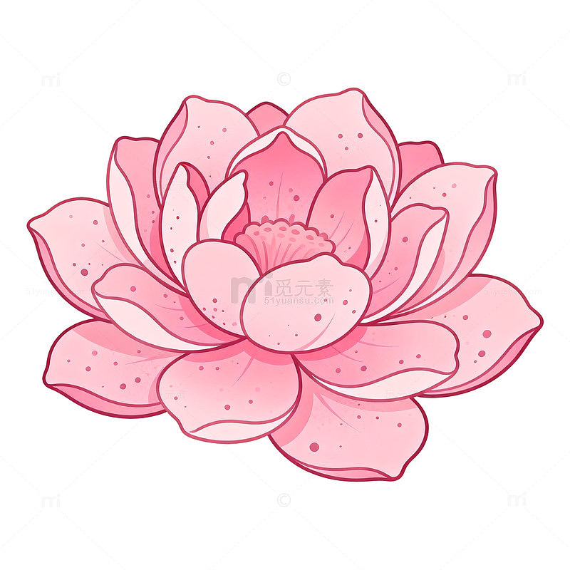 粉色莲花插画设计素材