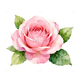 水彩粉红玫瑰花插画素材