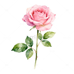 水彩粉色玫瑰花插画素材