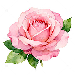 水彩粉玫瑰插画设计素材