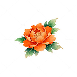 牡丹花手绘插画素材