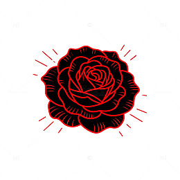 简约红玫瑰图案插画素材