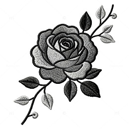 黑白线条玫瑰插画设计元素